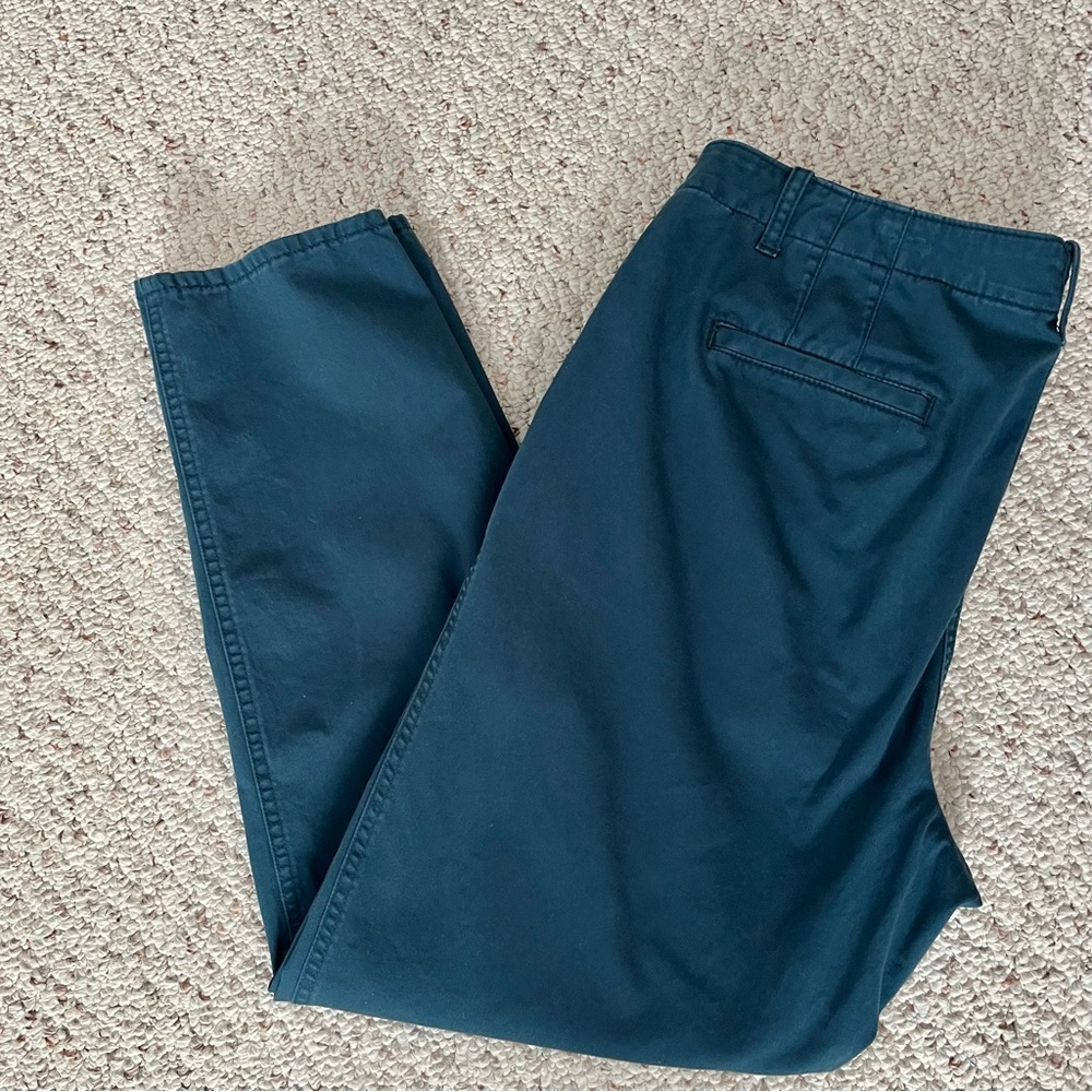 Talbots Slim Ankle Pants Size 12 flat Front Teal Green Cotton Cargo - Picture 6 of 7